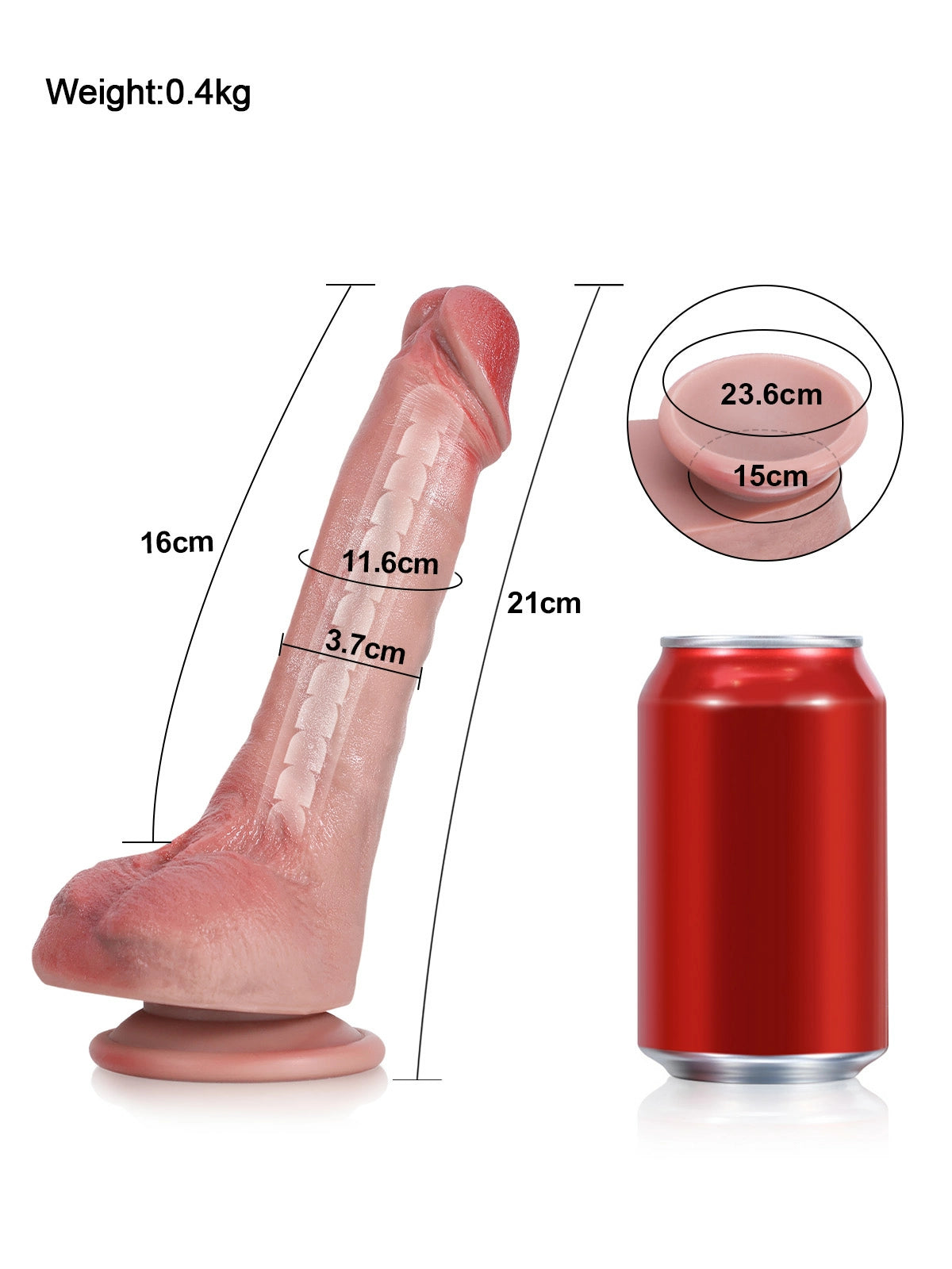 Lukas | Weicher Dildo mit Stützkern und extra großem Saugnapf | 21 cm