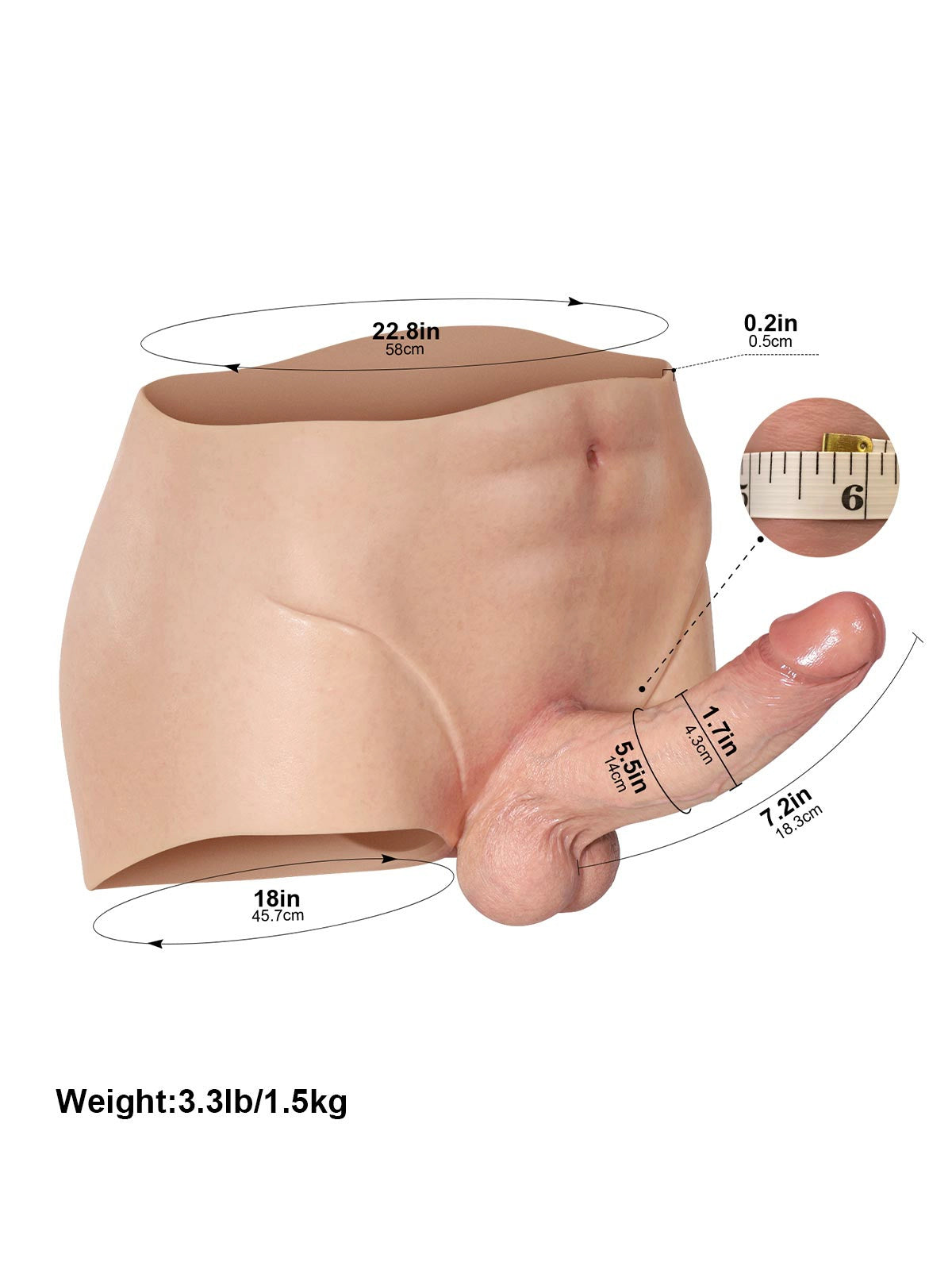 Adrian | Silikon-Strap-On-Höschen mit realistischem Dildo | 18,3 cm
