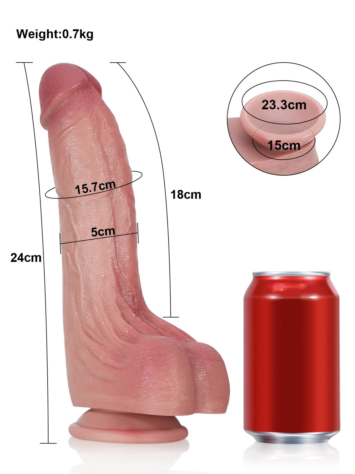 Alexander | Gebogener Dildo mit Biegekern und Harnröhrenleiste | 24 cm