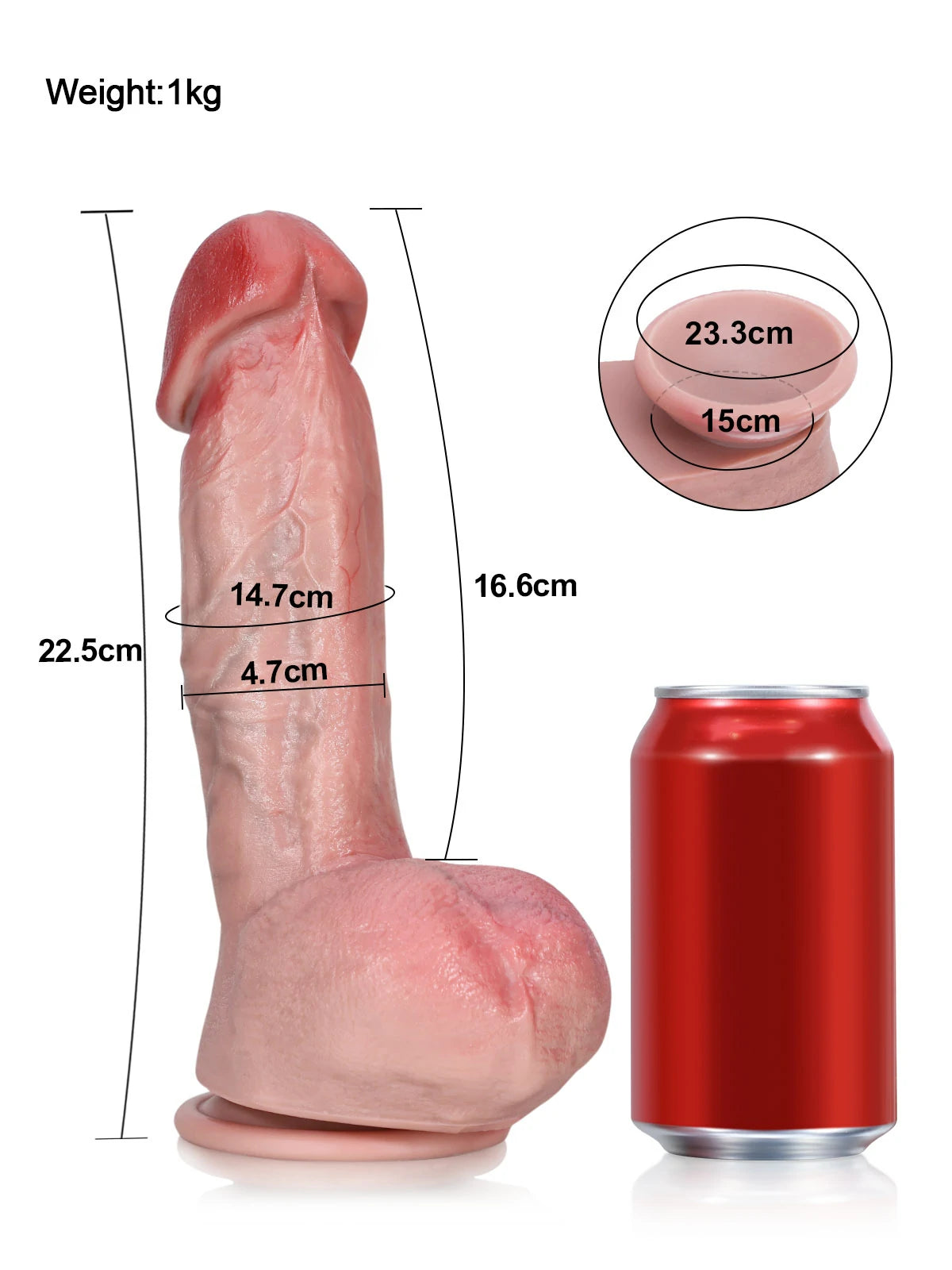 Wilhelm | Realistischer Dildo mit Pilzeichel und Rückengratleiste | 22,5 cm